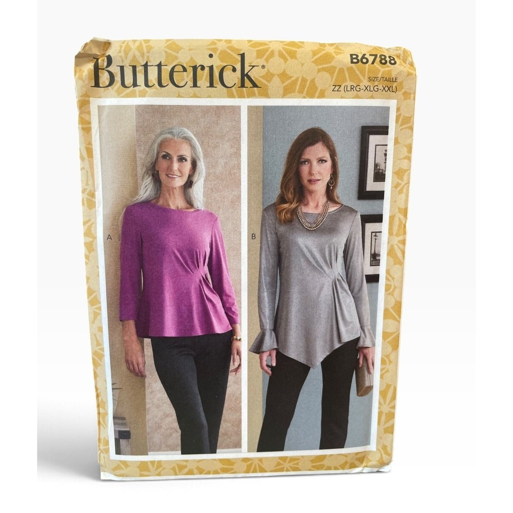 Butterick B6788 Misses' Top ZZ LRG-XLG-XXL Draped Asymmetrical Uncut FF